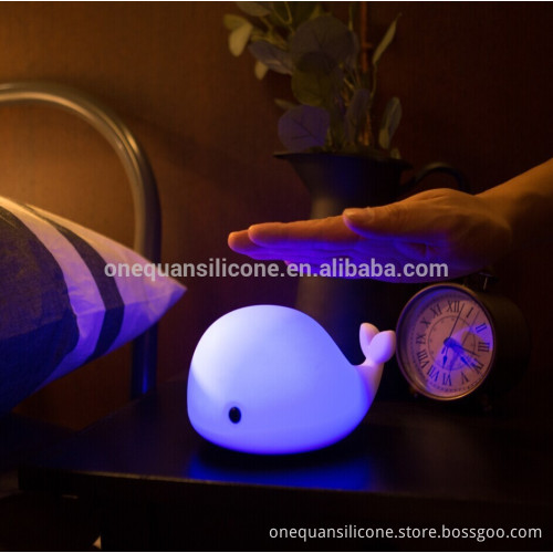 LED Colorful Silicone Little whale Night Light Kids Baby Bedside Lamp Atmosphere Led Gift Lights For Children Frien